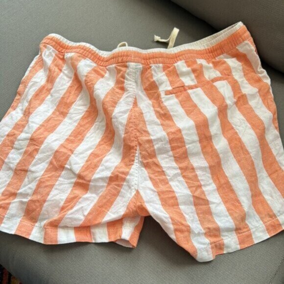 H&M Men’s Orange And White Linen Striped Regular Fit Shorts Size XL - Picture 4 of 4